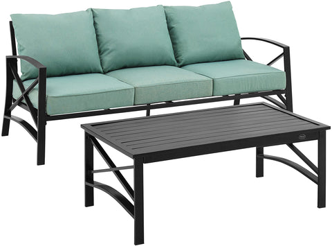 Kaplan 2Pc Outdoor Sofa Patio Furniture Set Mist/Oil Rubbed Bronze - Sofa & Coffee Table
