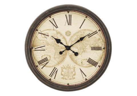 Monarch Specialties I 9048 Clocks, 20" Round, Wall Clock, Antique Brown, Transitional
