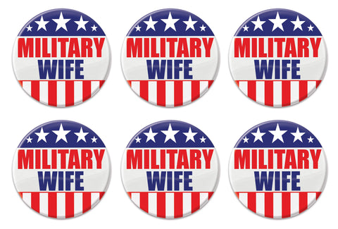 Beistle Patriotic Military Wife Metal Party Buttons 6 Piece USA Fourth of July Decorations Costume Accessories, 2", Red/White/Blue