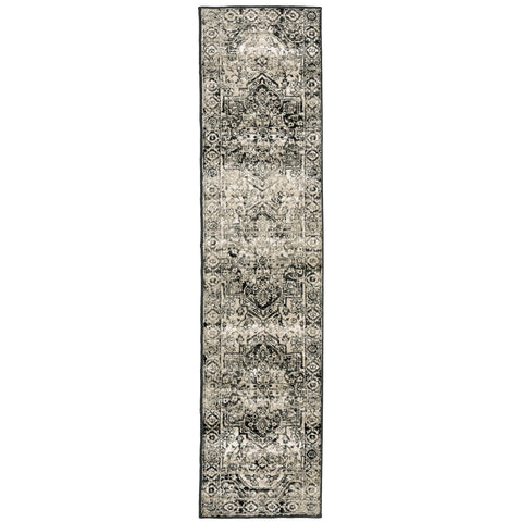 Oriental Weavers Georgia Area Rug - 429G0-1'10" x 7'6" - in Grey/Black - Vintage Inspired, Stain Resistant, Family and Pet Friendly, Entryway, Hallway Runner Rug