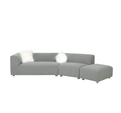 Pasargad Home Portfino Indoor Modern Sectional Sofa with 2 Fur Pillow