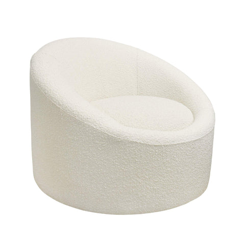 Pasargad Home Sienna Modern Swivel Base with Fabric Barrel Chair, Ivory - for Living Room, Bedroom, or Home Office