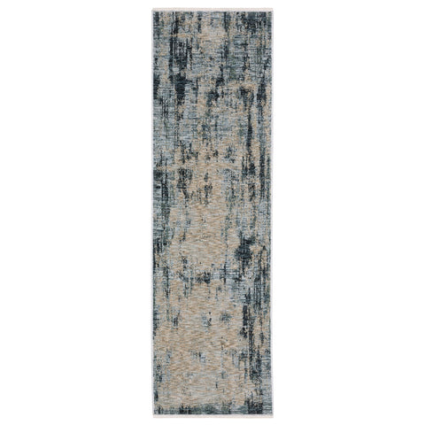 Oriental Weavers Hayden Area Rug - HAY04-2'3" x 7'6" - in Beige/Blue - Modern Style, Stain Resistant, Family and Pet Friendly, Entryway, Hallway Runner Rug