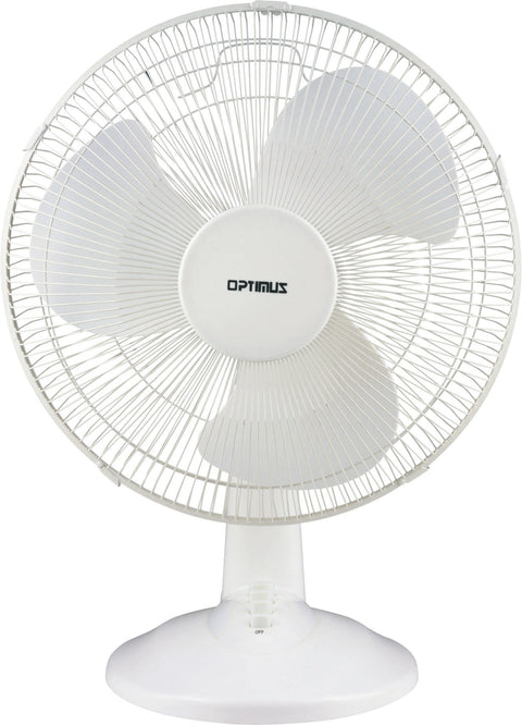 Optimus F-1230 12-Inch Oscillating 3-Speed Table Fan, White