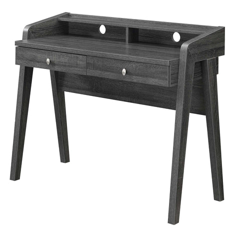 Convenience Concepts Newport Deluxe 2-Drawer Desk with Shelf, Weathered Gray