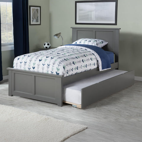 AFI, Madison Twin Platform Bed with Matching Footboard & Twin Trundle, Grey