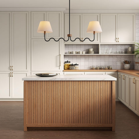 Modway Sunlit Squiggle Arm 2-Light Pendant Fixture in Walnut Black