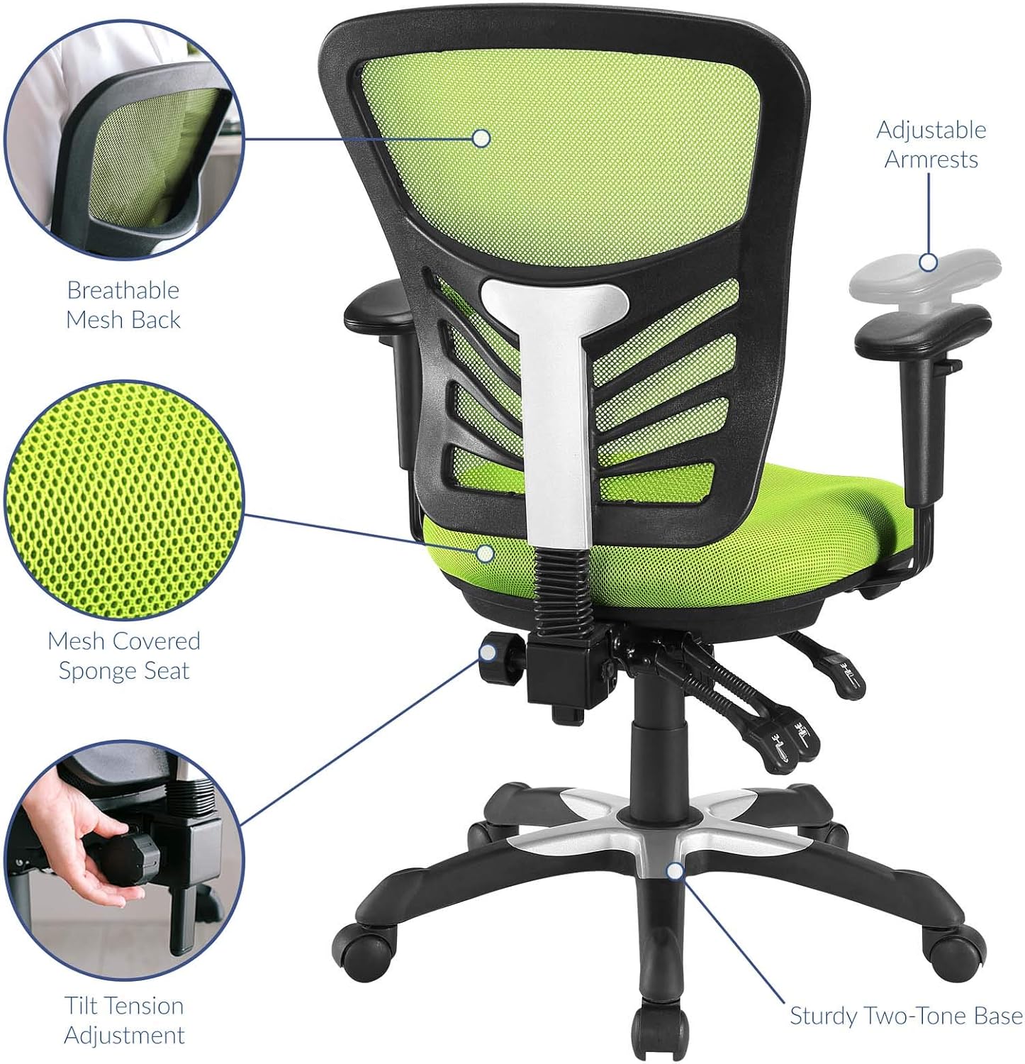 Modway Articulate Ergonomic Mesh Office Chair in Green