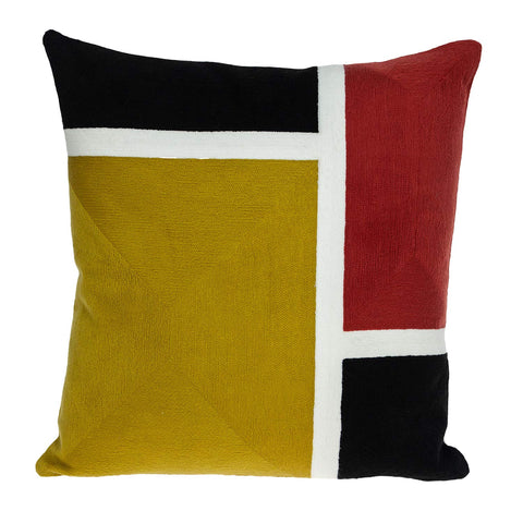 Parkland Collection Kenzo Contemporary Yellow Pillow Cover with Poly Insert