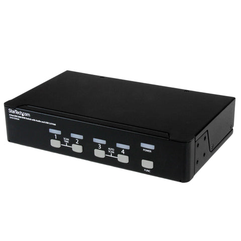 StarTech.com 4-Port KVM Switch for DVI Computers - 1U Rack-Mount KVM Switch with Audio - DVI KVM switch -2 port - 1U , TAA (SV431DVIUA)