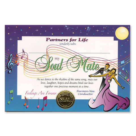 Beistle Soul Mate Certificate, 5" x 7", 6 Per Package
