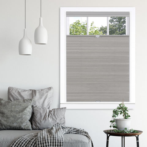 Cordless Cellular Pleated Window Shades - 23 Inch Width, 64 Inch Length - Dove Grey - Light Filtering Top-Down Honeycomb Pull Down Blinds for Windows and Skylights by Achim Home Decor