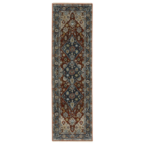 Oriental Weavers Aberdeen Area Rug - 1143H - 2'3" x 7'6" - in Rust/Blue - Vintage Inspired, Stain Resistant, Family and Pet Friendly, Entryway, Hallway Runner Rug