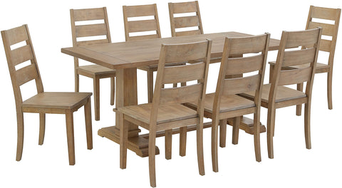 Joanna 9-Piece Dining Table Set For 8 Rustic Brown - Table & 8 Ladder-Back Chairs