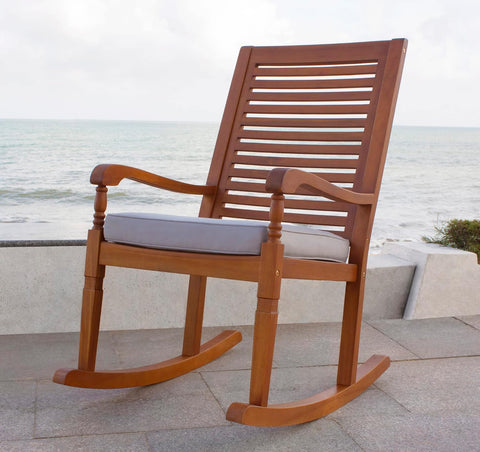 Nantucket Rocking Chair, Natural Colour Stain With Grey Cushion