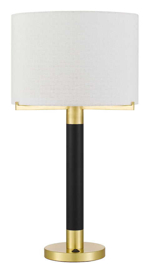 Cal Goldston 100W Metal Table lamp with Drum hardback Fabric Shade