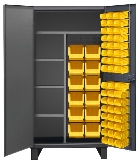 Durham HDJC243678-60-4S95 Bin and Shelf Janitorial Cabinet, 78" Overall Height, 36" Overall Width, Total Number of Bins 60