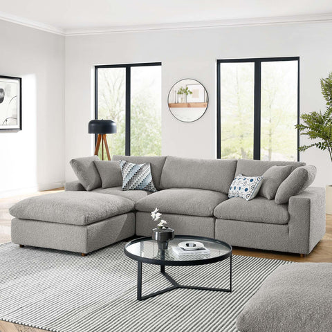 Modway Commix Down-Filled Overstuffed Boucle Fabric 4-Piece Sectional Sofa
