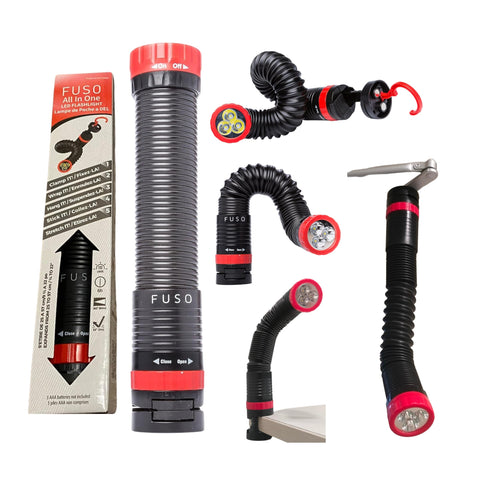 FUSO FUSOV51001000 All-in-One Handsfree High Power LED Flexible, Magnetic and Clampable Flashlight, 110 lm, Red