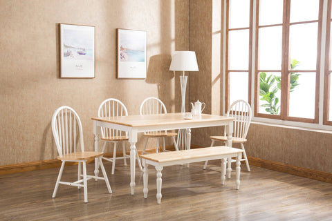 Farmhouse 6-Piece Dining Set - White & Natural