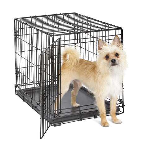 MidWest Homes for Pets 24-Inch iCrate Folding Dog Crate with Divider Panel, Leak-Proof Tray & Secure Latches – Metal Wire Kennel for Small Breeds – Portable, Durable & Easy to Assemble