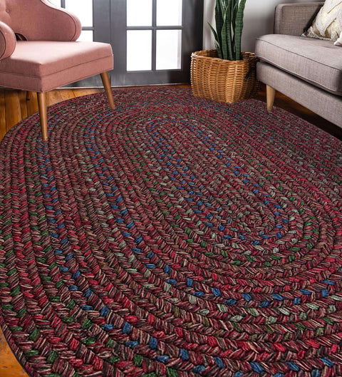 Rhody Rug Sophia SO45 Burgundy Red 3' x 5' Oval - Braided Area Rug, Home Decor, Floor Mat or Bedroom Rug - Easy Care, Ideal for High Traffic Areas in Hallway and Living Room - Made in USA