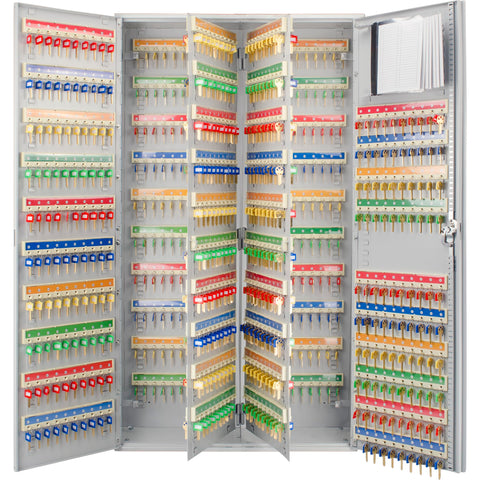 Barska 800-Position Key Lock Box – Solid Steel Key Cabinet with Adjustable Numbered Hooks, Key Log Sheet, Color Tags & Index Chart – Wall-Mount Organizer, Grey Finish