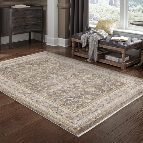 Oriental Weavers Maharaja Area Rug - 040M1-9'10" x 12'10" - in Beige/Grey - Vintage Inspired, Stain Resistant, Family and Pet Friendly, Family, Dining, Living Room Rug