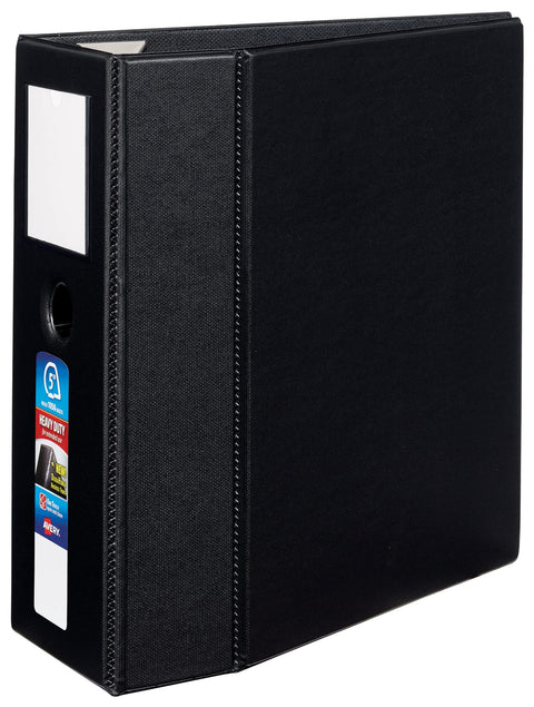 Avery Heavy-Duty 3 Ring Binder with Label Holder, 5 Inch One Touch EZD Rings, 2.3/4.8 Inch Spine, 1 Black Binder (79996)