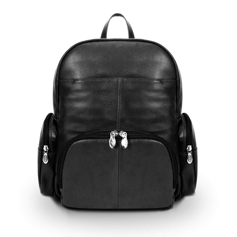 McKleinUSA S Series Cumberland Pebble Grain Calfskin Leather 15" Leather Dual Compartment Laptop Backpack Black (88365) One Size