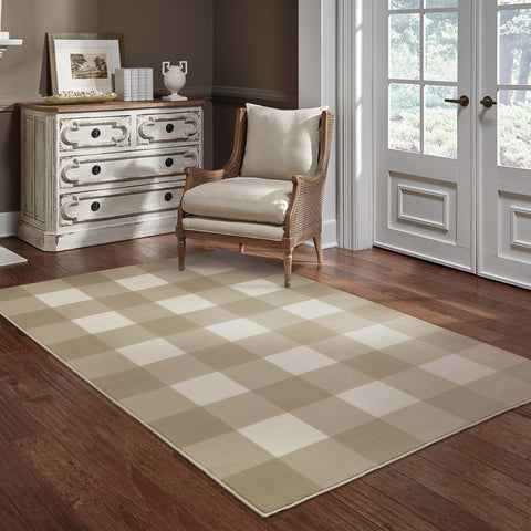 Oriental Weavers Georgia Area Rug - 678A0-7'10" x 10' - in Beige/Ivory - Modern Farmhouse Style, Stain Resistant, Family and Pet Friendly, Dining, Living Room Rug