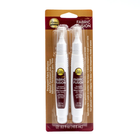 Aleene's Fabric Fusion Glue .63 oz Pen 2-Pack, Precision Application, Nontoxic, Permanent Washable Adhesive Dries Flexible, Strong Bond on Fabrics, Clothing, Denim, Polyester, Cotton
