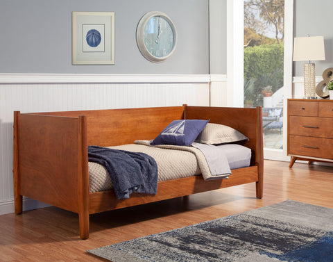 Alpine Furniture Flynn Mahogany and Okoume Veneer Daybed, Twin, Chestnut