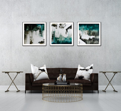Whiteline Modern Living maia 3-piece 28" x 28" canvas wall art set, polyester blend, black ps frame