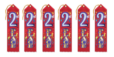 Beistle 2nd Place Award Ribbons, 2 by 8-Inch, 6-Pack