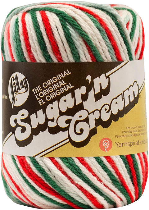 Lily Sugar 'N Cream The Original Ombre Yarn, 2oz, Gauge 4 Medium, 100% Cotton, Mistletoe - Machine Wash & Dry
