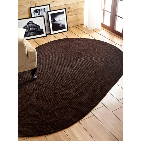 Better Trends Chenille Solid Braid Collection is Durable and Stain Resistant Reversible Indoor Area Utility Rug 100% Polyester in Vibrant Colors, 96" x 120" Oval, Chesnut