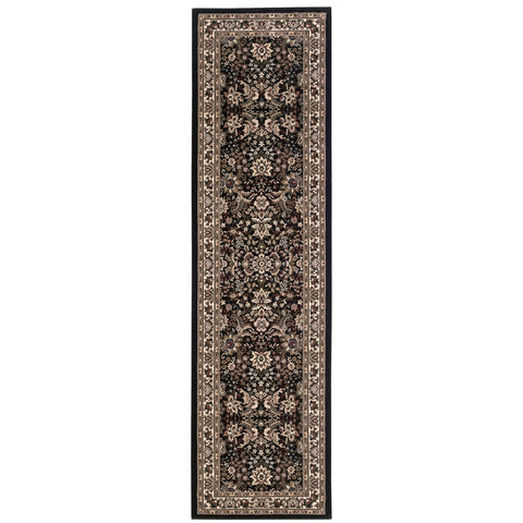 Oriental Weavers Ariana Area Rug - 213K8-2'7" x 9'4" - in Black/Ivory - Vintage Inspired, Stain Resistant, Family and Pet Friendly, Entryway, Hallway Runner Rug