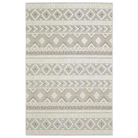 Oriental Weavers Tangier Area Rug - TAN06-3'3" x 5' - in Grey/Beige - Eclectic Global Style, Stain Resistant, Family and Pet Friendly, Entrway, Bedroom Rug