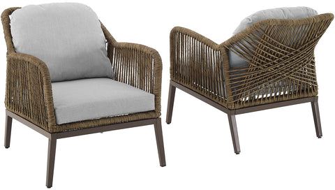 Haven 2Pc Wicker Outdoor Chair Set Light Gray/Light Brown - 2 Armchairs