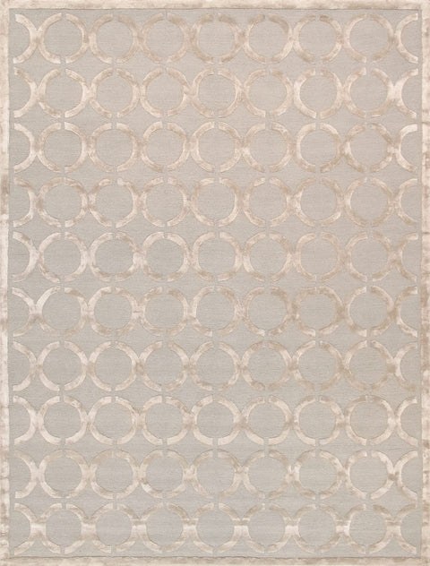 Pasargad Home Edgy Collection Hand-Tufted Beige Bsilk & Wool Area Rug with Cotton Backing- 5' 0'' X 8' 0''