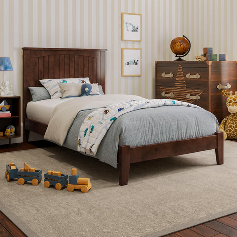 AFI, Nantucket Twin Solid Wood Low Profile Platform Bed, Walnut