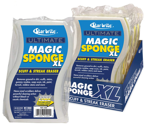 STAR BRITE XL Magic Sponge - 8 Pack - Extra Large, Long Lasting, Premium Melamine Boat Scuff Eraser - Multi-Purpose Scrubber - Bathroom, Kitchen, Floor, Bathtub, Toilet, Baseboard, Wall Cleaner
