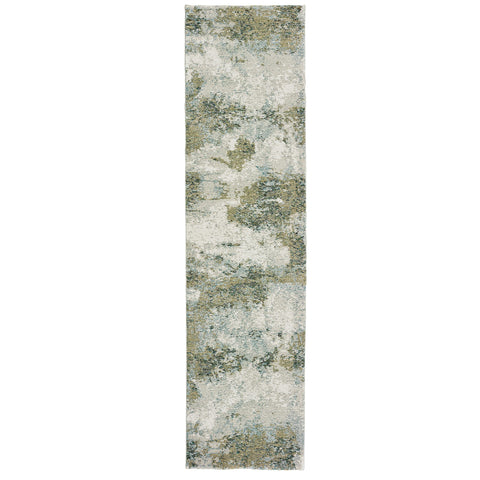 Oriental Weavers Evolution Area Rug - 8039E - 2'6" x 12' - in Blue/Green - Modern Style, Stain Resistant, Family and Pet Friendly, Entryway, Hallway Runner Rug