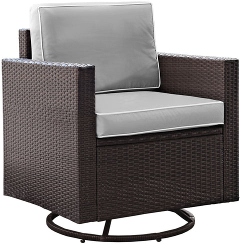 Palm Harbor Wicker Swivel Rocker Outdoor Chair Gray/Brown