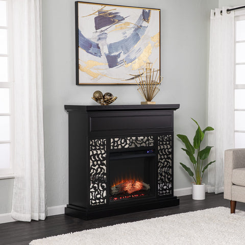 SEI Furniture Wansford Contemporary Electric Fireplace w/Touch Screen Control Panel - Black