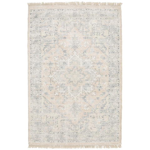 Oriental Weavers Malabar Hand-Made Area Rug - 45308-10' x 13' - in Beige/Grey - Vintage Inspired, Hand-Made Rugs, Family, Dining, Living Room Rug