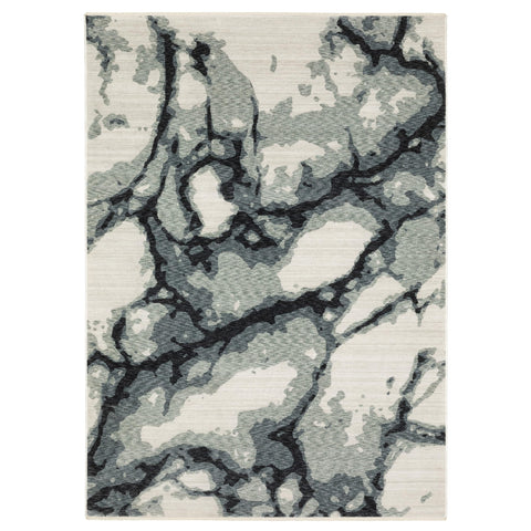 Oriental Weavers Echo Area Rug - ECH08-9'10" x 12'10" - in Blue/Ivory - Modern Style, Stain Resistant, Family and Pet Friendly, Family, Dining, Living Room Rug