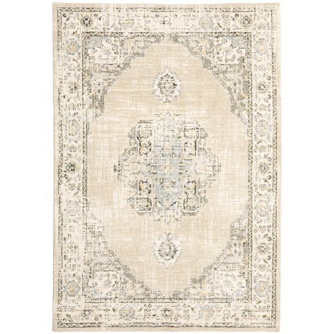 Oriental Weavers Andorra Area Rug - 303D0-8'6" x 11'7" - in Beige/Ivory - Vintage Inspired, Stain Resistant, Family and Pet Friendly, Dining, Living Room Rug