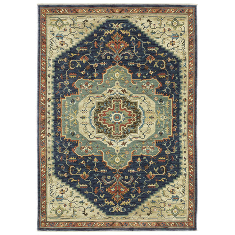 Oriental Weavers Francesca Area Rug - FR09F - 6'7" x 9'6" - in Blue/Multi - Vintage Inspired, Stain Resistant, Family and Pet Friendly, Dining, Living Room Rug